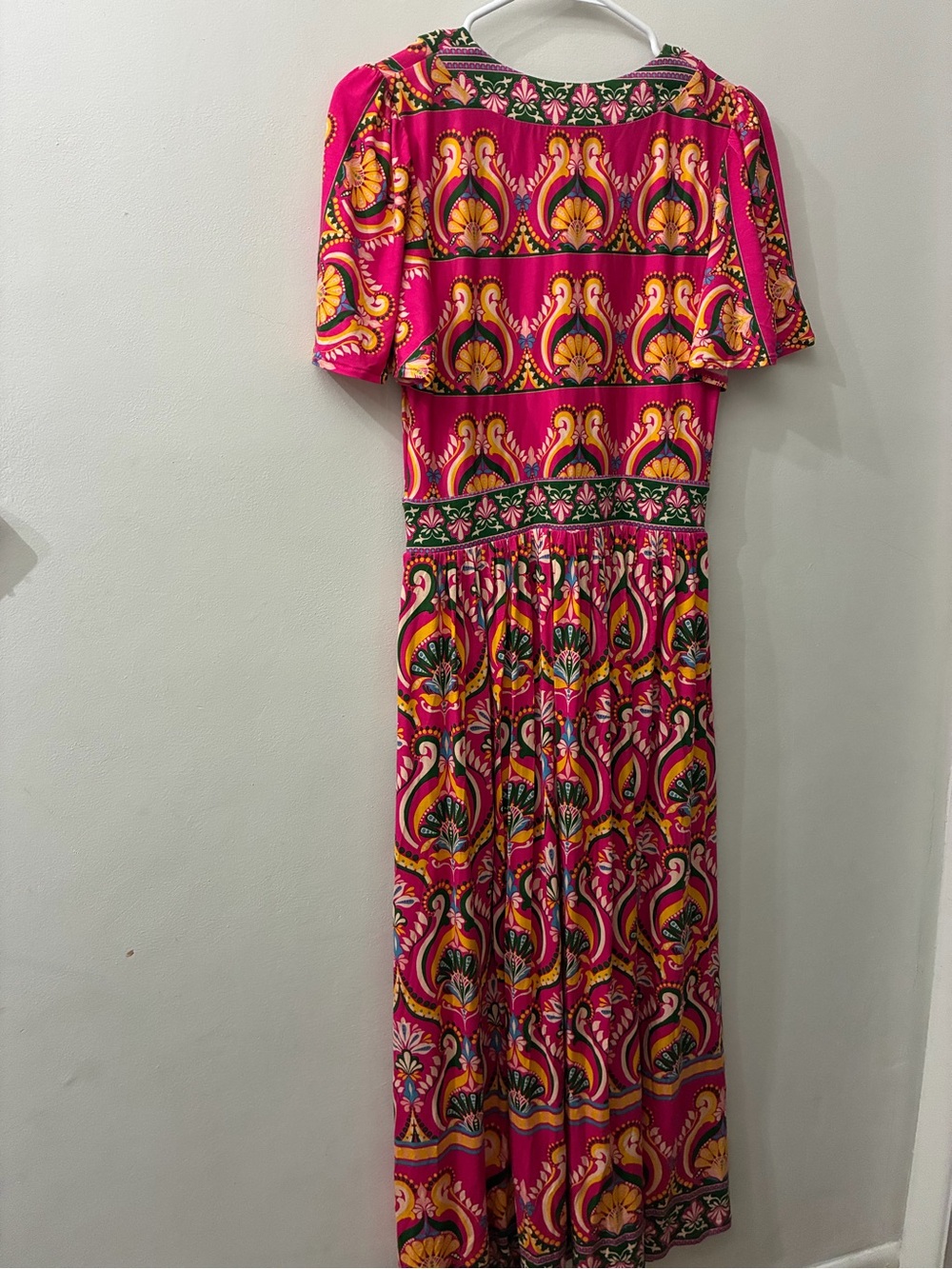 Boden NWT - Ellie Flutter Sleeve maxi tea dress - bright pink pattern - size 4 - Picture 6 of 6